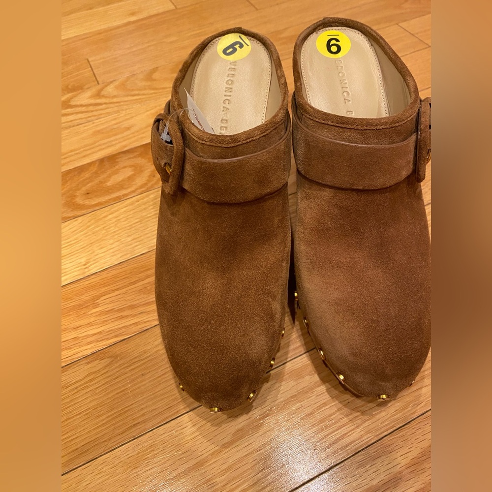 Veronica Beard Dacey Suede Pecan Clog NWOT Size 9